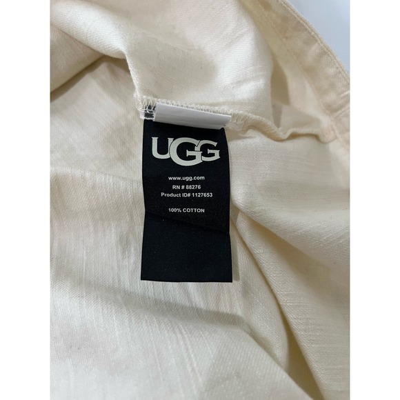 Ugg Women's M Kimya Long Sleeve Button Down Cream Pocket Front Cotton Minimalist - Picture 5 of 5